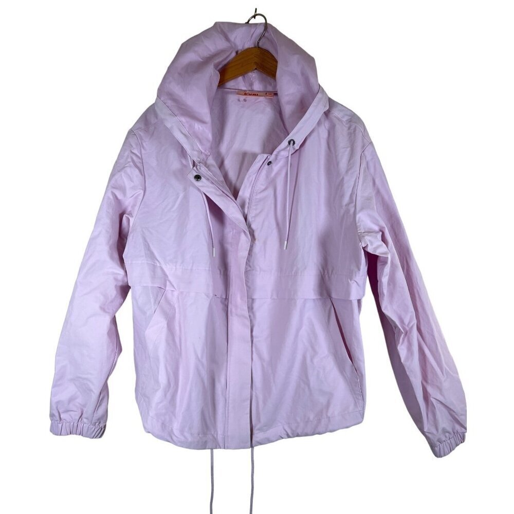 EVRI Womens Size OX Pink Zipper Hooded Jacket Outerwear Cotton Nylon Blend EUC